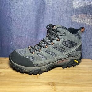 Merrell Moab 2 Mid Mens Hiking Boots Beluga Grey Waterproof Shoes Sz 11 EUC NICE